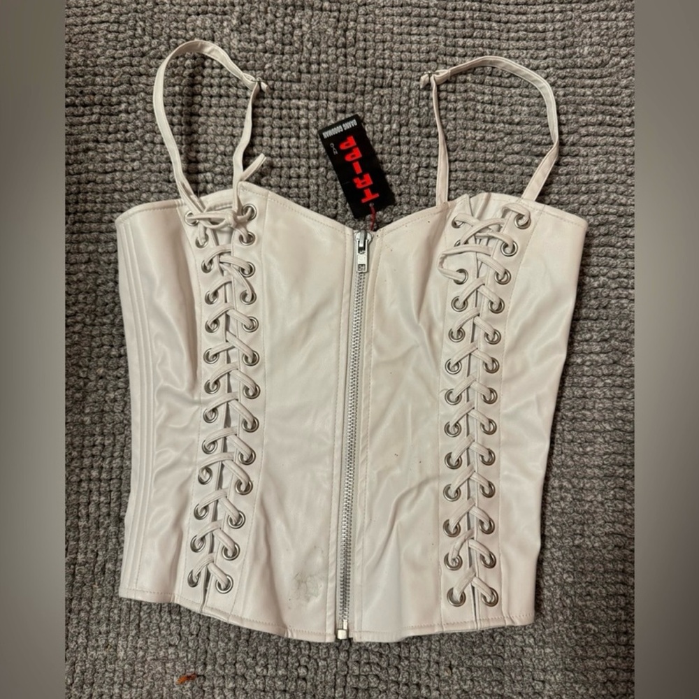 TRIPP vintage 90s lace -Up Corset Top with Zipper M